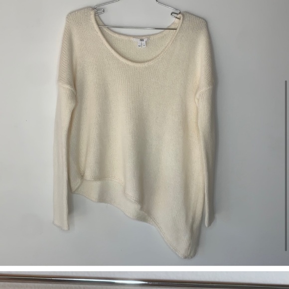 Helmet Lang Asymmetrical Wool Blend Cream Sweater - Picture 4 of 4